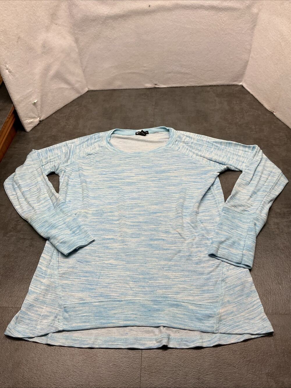 Champion Women’s Sz,M Long Sleeve Blue And White Shirt, 4478